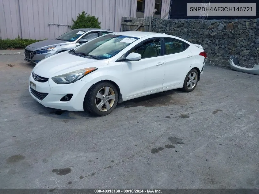 2012 Hyundai Elantra Gls VIN: 5NPDH4AE3CH146721 Lot: 40313130