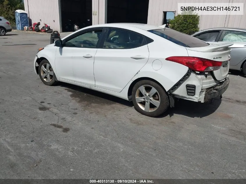 2012 Hyundai Elantra Gls VIN: 5NPDH4AE3CH146721 Lot: 40313130