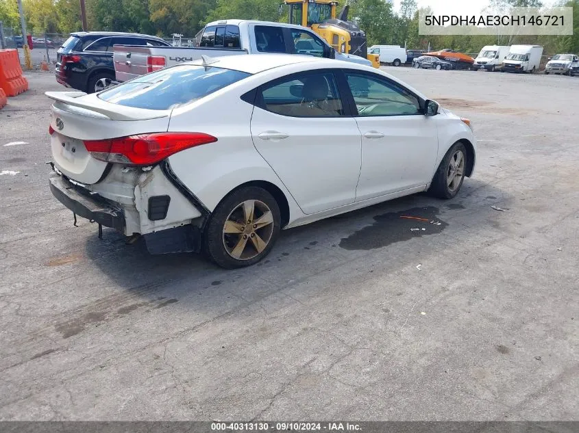 2012 Hyundai Elantra Gls VIN: 5NPDH4AE3CH146721 Lot: 40313130