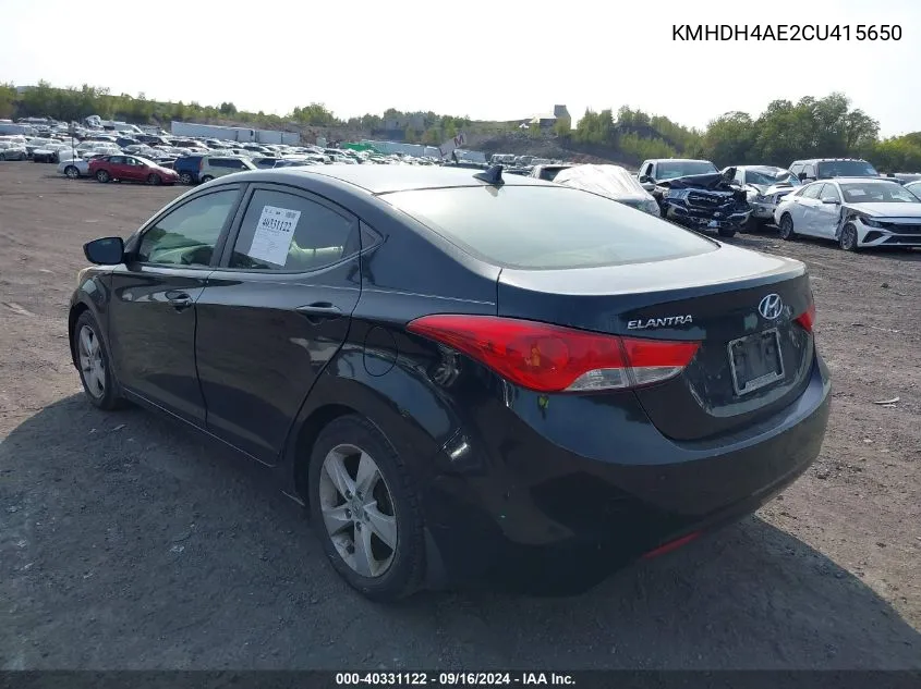 2012 Hyundai Elantra Gls (Ulsan Plant) VIN: KMHDH4AE2CU415650 Lot: 40331122