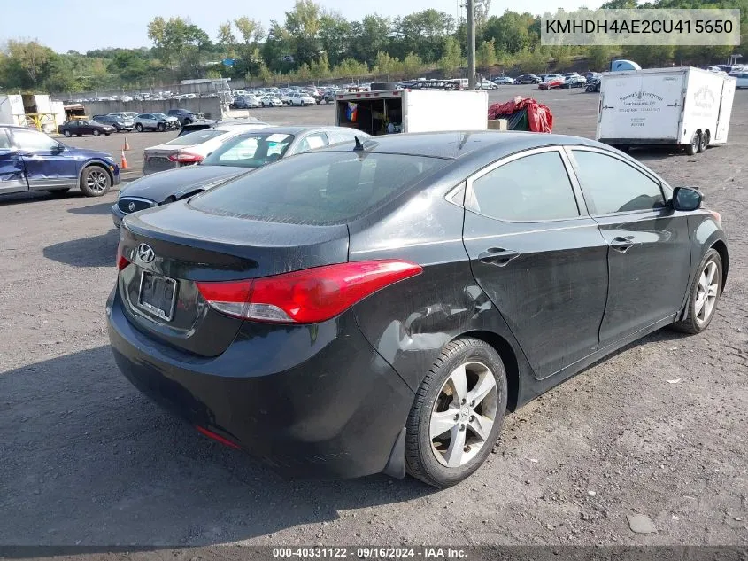 KMHDH4AE2CU415650 2012 Hyundai Elantra Gls (Ulsan Plant)