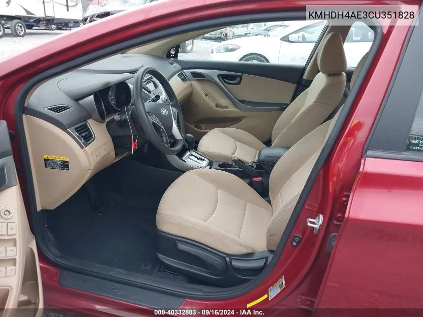 KMHDH4AE3CU351828 2012 Hyundai Elantra Gls (Ulsan Plant)