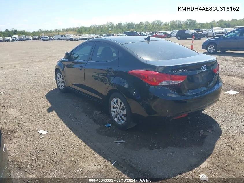 2012 Hyundai Elantra Gls (Ulsan Plant) VIN: KMHDH4AE8CU318162 Lot: 40343395