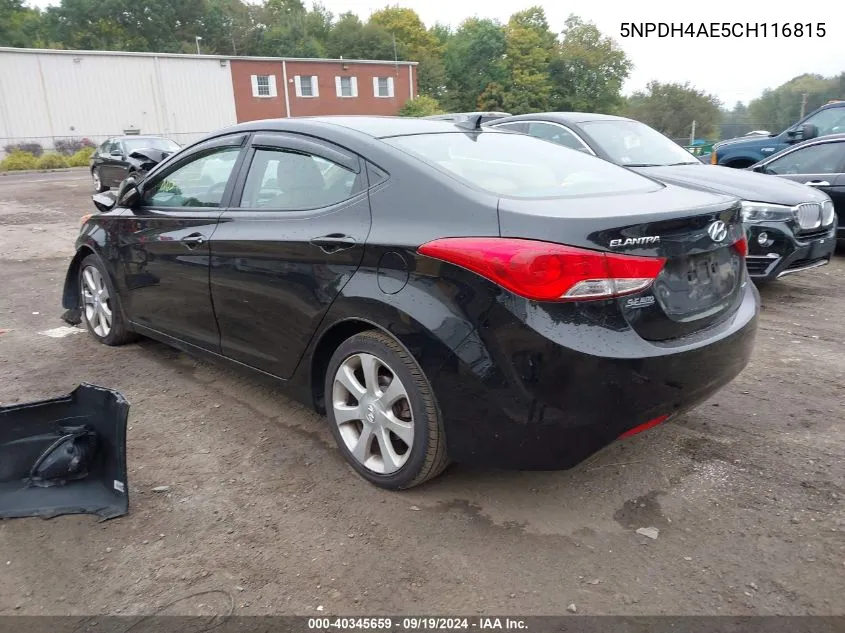 5NPDH4AE5CH116815 2012 Hyundai Elantra Limited