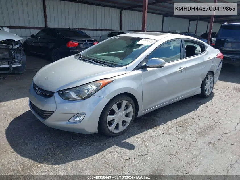 2012 Hyundai Elantra Limited (Ulsan Plant) VIN: KMHDH4AE7CU419855 Lot: 40350449