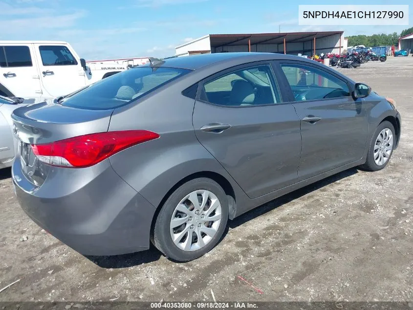 2012 Hyundai Elantra Gls VIN: 5NPDH4AE1CH127990 Lot: 40353080