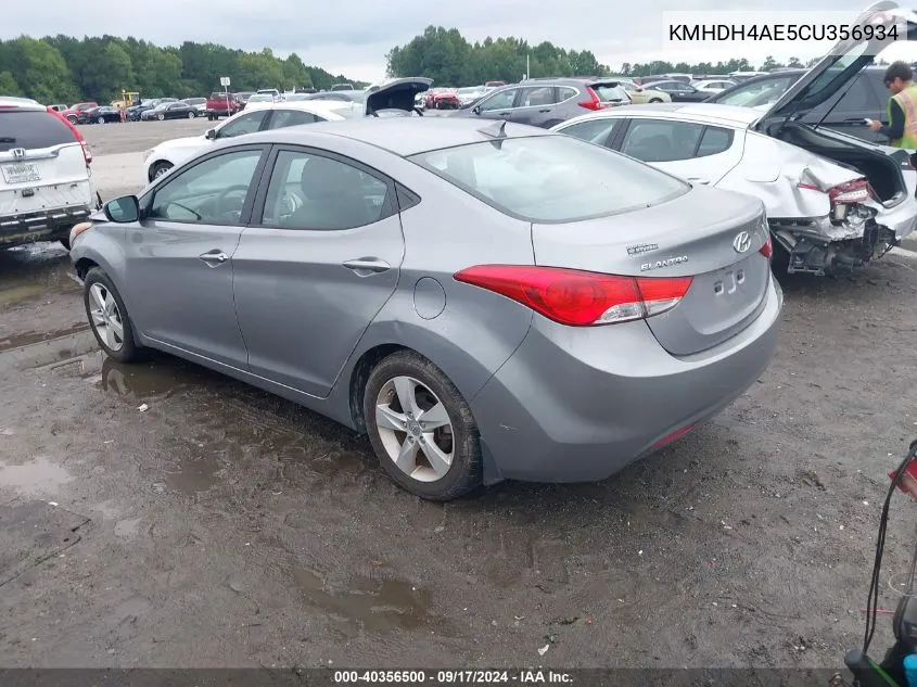 2012 Hyundai Elantra Gls (Ulsan Plant) VIN: KMHDH4AE5CU356934 Lot: 40356500