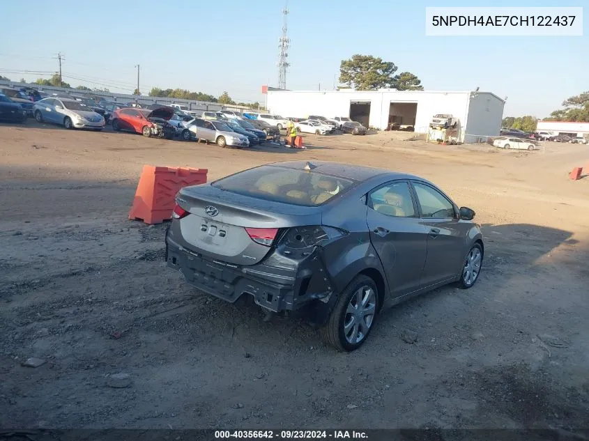 2012 Hyundai Elantra Gls/Limited VIN: 5NPDH4AE7CH122437 Lot: 40356642