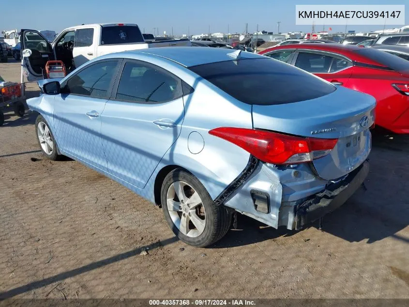 2012 Hyundai Elantra Gls (Ulsan Plant) VIN: KMHDH4AE7CU394147 Lot: 40357368