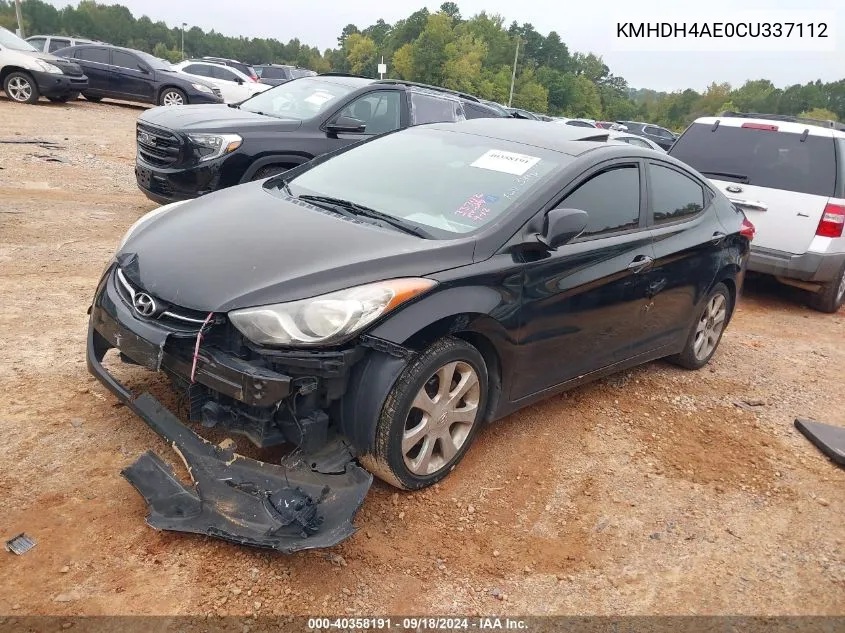 2012 Hyundai Elantra Limited (Ulsan Plant) VIN: KMHDH4AE0CU337112 Lot: 40358191