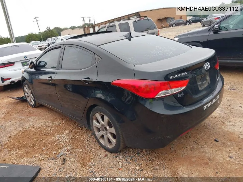 2012 Hyundai Elantra Limited (Ulsan Plant) VIN: KMHDH4AE0CU337112 Lot: 40358191