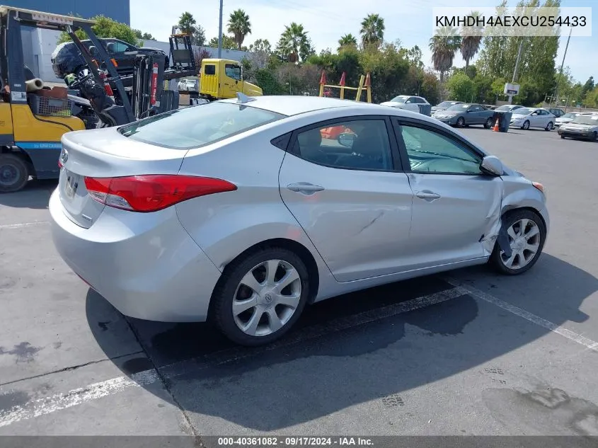 2012 Hyundai Elantra Limited (Ulsan Plant) VIN: KMHDH4AEXCU254433 Lot: 40361082