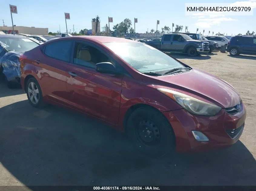 2012 Hyundai Elantra Gls (Ulsan Plant) VIN: KMHDH4AE2CU429709 Lot: 40361174