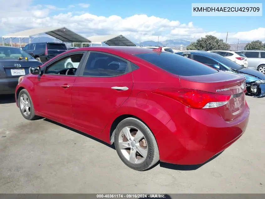 2012 Hyundai Elantra Gls (Ulsan Plant) VIN: KMHDH4AE2CU429709 Lot: 40361174