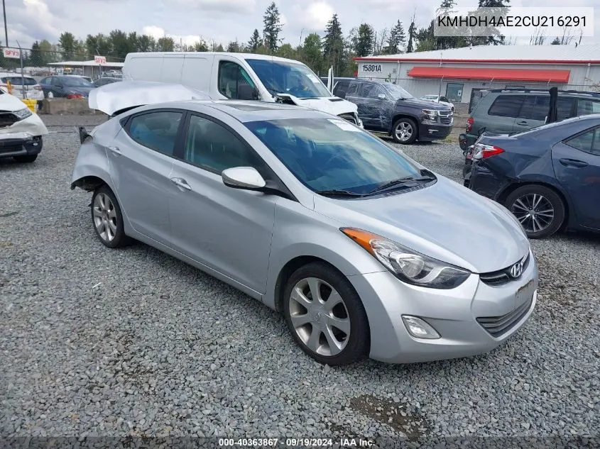 2012 Hyundai Elantra Limited (Ulsan Plant) VIN: KMHDH4AE2CU216291 Lot: 40363867