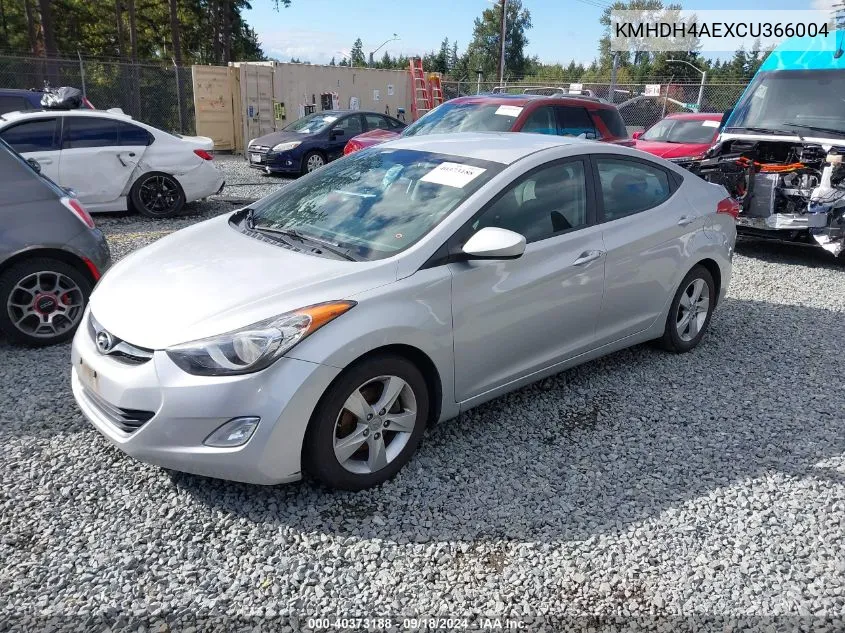 2012 Hyundai Elantra Gls (Ulsan Plant) VIN: KMHDH4AEXCU366004 Lot: 40373188