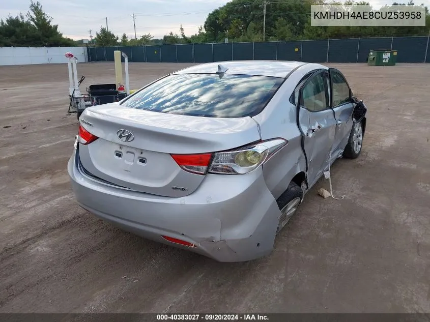 2012 Hyundai Elantra Limited (Ulsan Plant) VIN: KMHDH4AE8CU253958 Lot: 40383027