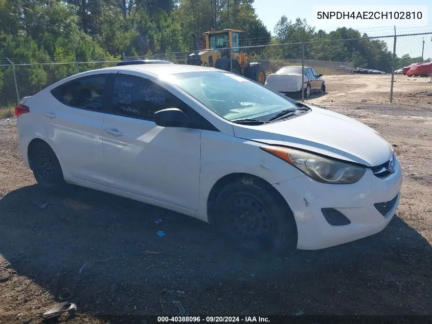 5NPDH4AE2CH102810 2012 Hyundai Elantra Gls