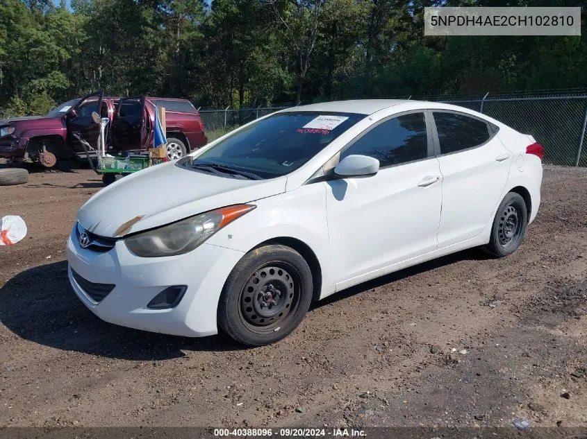 5NPDH4AE2CH102810 2012 Hyundai Elantra Gls