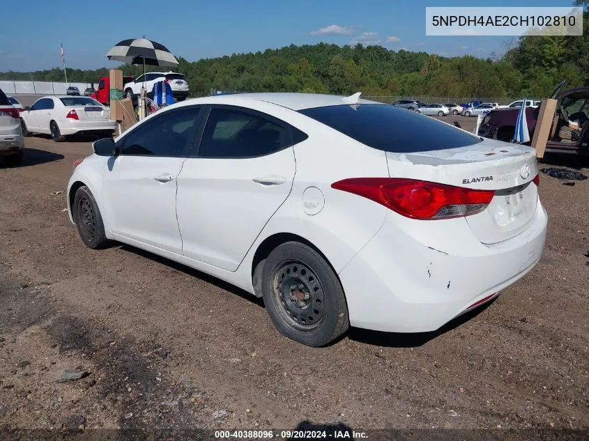 5NPDH4AE2CH102810 2012 Hyundai Elantra Gls