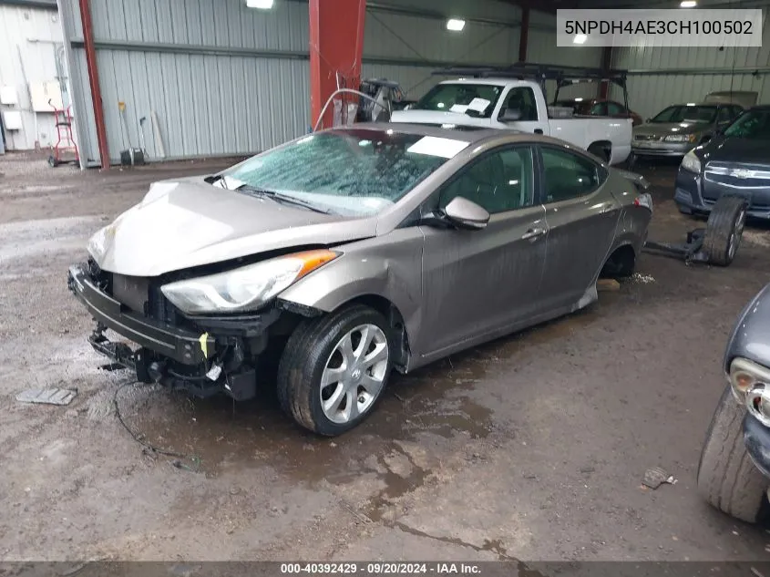 5NPDH4AE3CH100502 2012 Hyundai Elantra Limited