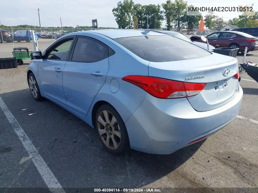 KMHDH4AE2CU310512 2012 Hyundai Elantra Limited (Ulsan Plant)