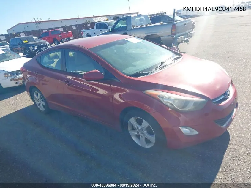 2012 Hyundai Elantra Gls (Ulsan Plant) VIN: KMHDH4AE9CU417458 Lot: 40396084