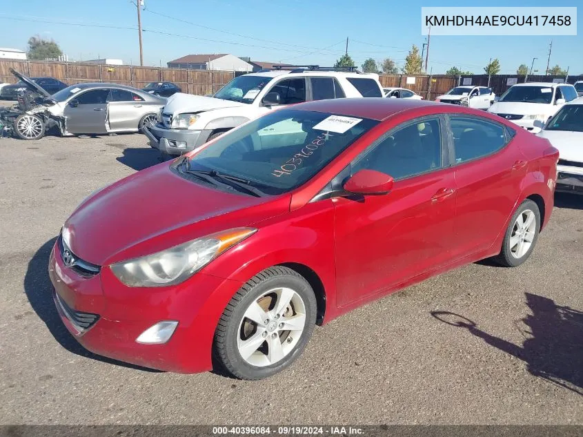 KMHDH4AE9CU417458 2012 Hyundai Elantra Gls (Ulsan Plant)