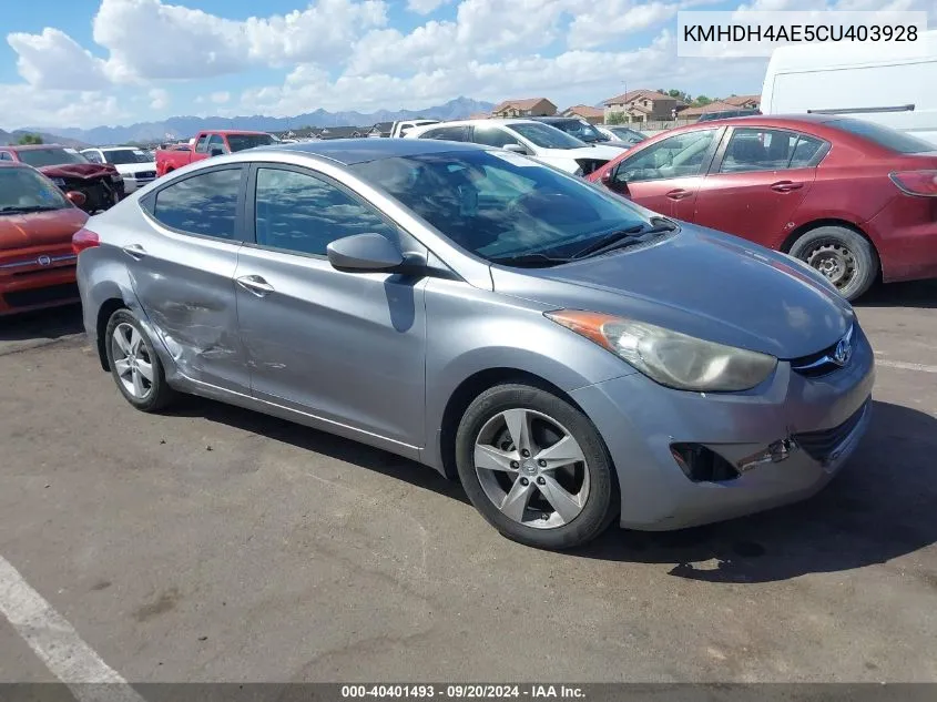 2012 Hyundai Elantra Gls (Ulsan Plant) VIN: KMHDH4AE5CU403928 Lot: 40401493