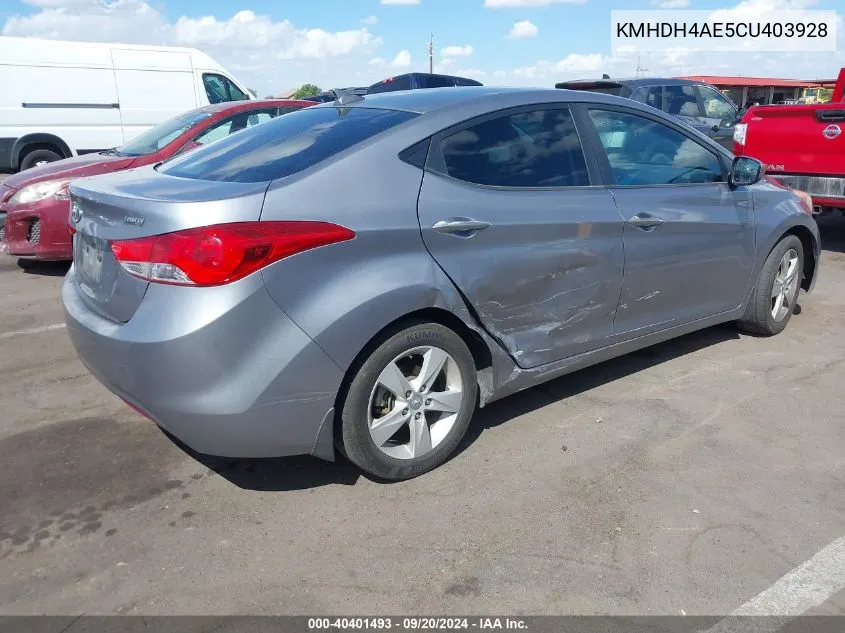 2012 Hyundai Elantra Gls (Ulsan Plant) VIN: KMHDH4AE5CU403928 Lot: 40401493