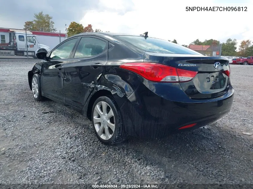 2012 Hyundai Elantra Limited VIN: 5NPDH4AE7CH096812 Lot: 40406934