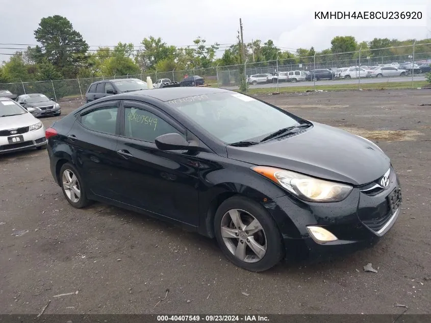 KMHDH4AE8CU236920 2012 Hyundai Elantra Gls/Limited