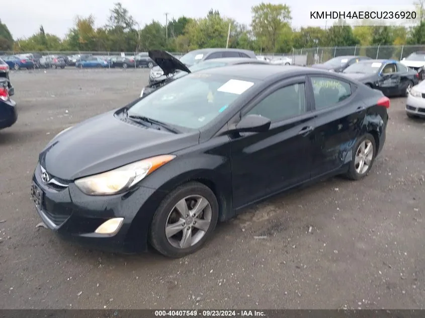 KMHDH4AE8CU236920 2012 Hyundai Elantra Gls/Limited