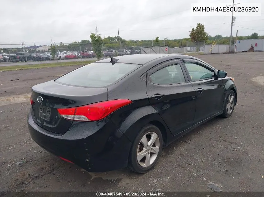 KMHDH4AE8CU236920 2012 Hyundai Elantra Gls/Limited