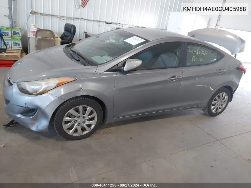 2012 Hyundai Elantra Gls (Ulsan Plant) VIN: KMHDH4AE0CU405988 Lot: 40411255