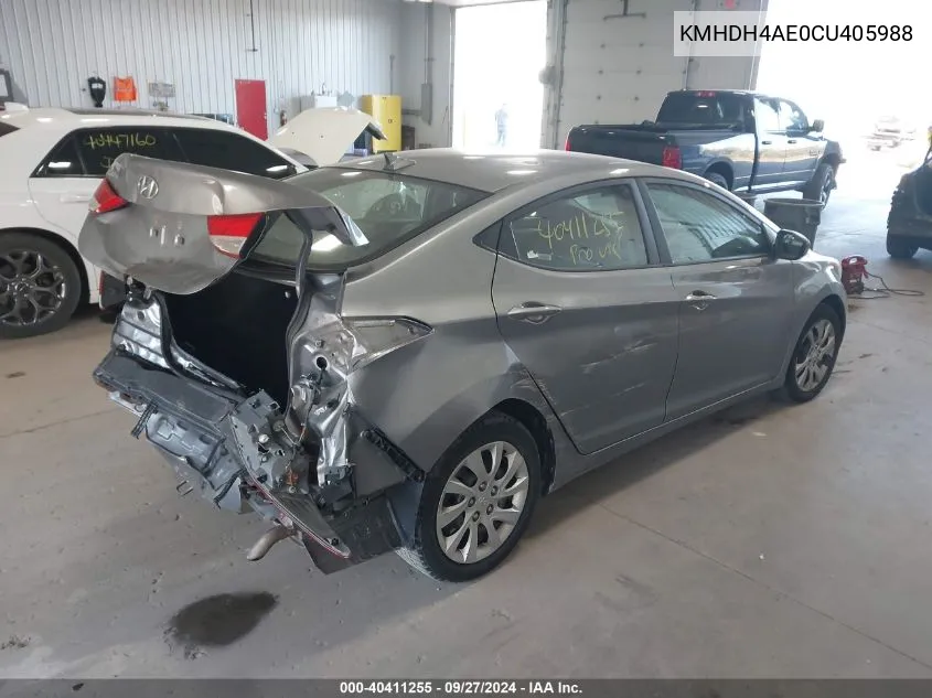 KMHDH4AE0CU405988 2012 Hyundai Elantra Gls (Ulsan Plant)