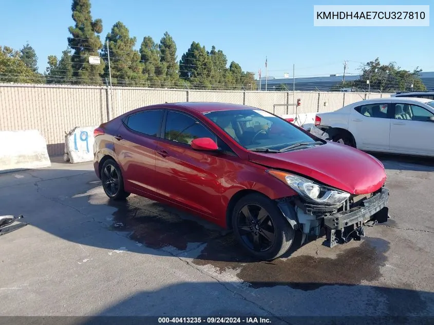 2012 Hyundai Elantra Gls (Ulsan Plant) VIN: KMHDH4AE7CU327810 Lot: 40413235