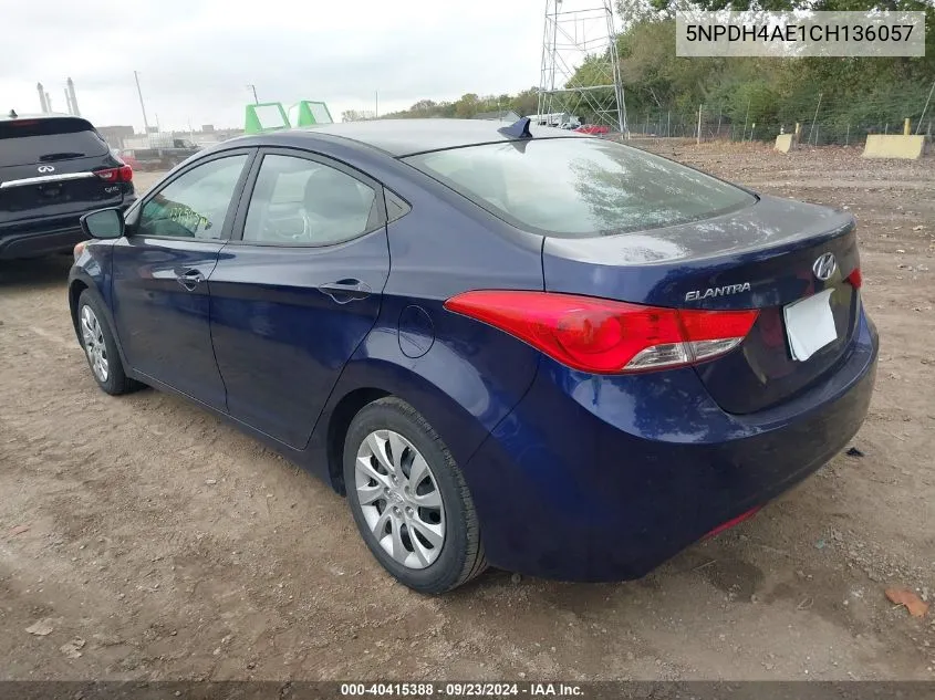 5NPDH4AE1CH136057 2012 Hyundai Elantra Gls