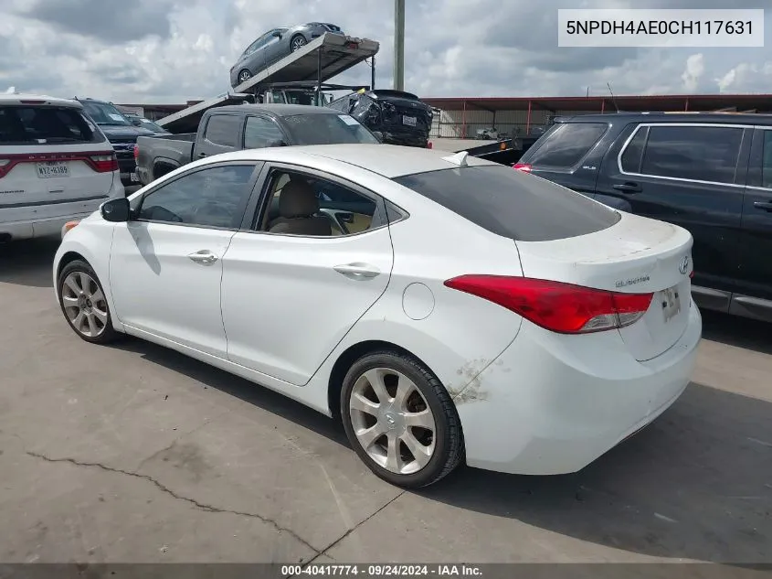 2012 Hyundai Elantra Limited VIN: 5NPDH4AE0CH117631 Lot: 40417774