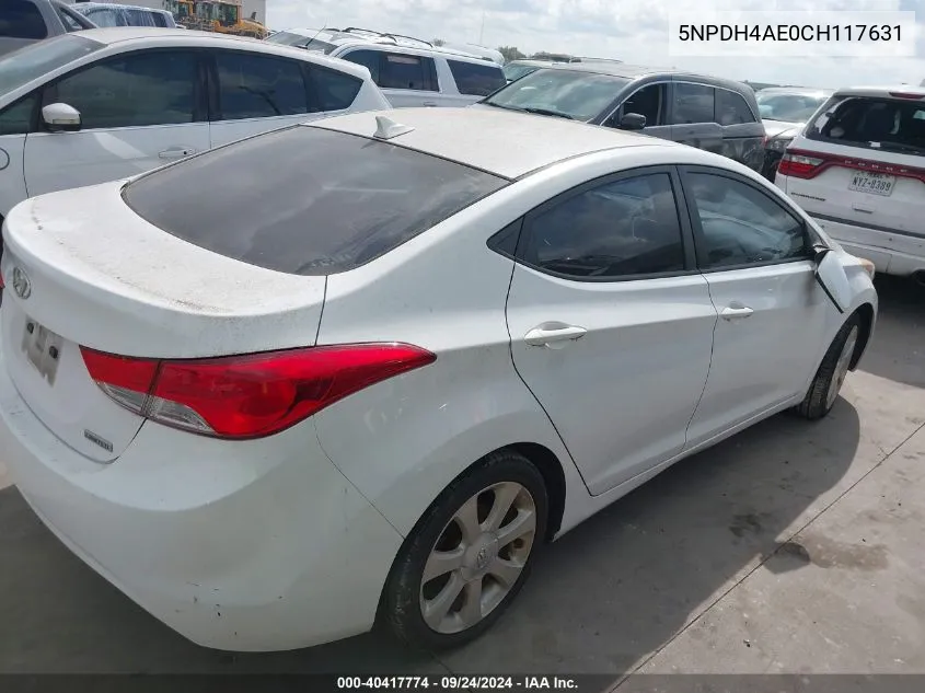 2012 Hyundai Elantra Limited VIN: 5NPDH4AE0CH117631 Lot: 40417774