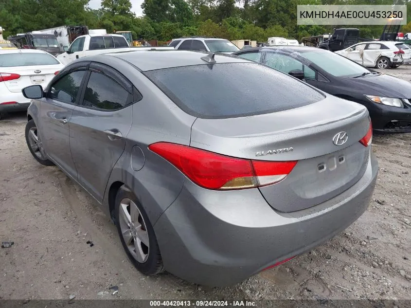 2012 Hyundai Elantra Gls (Ulsan Plant) VIN: KMHDH4AE0CU453250 Lot: 40420413