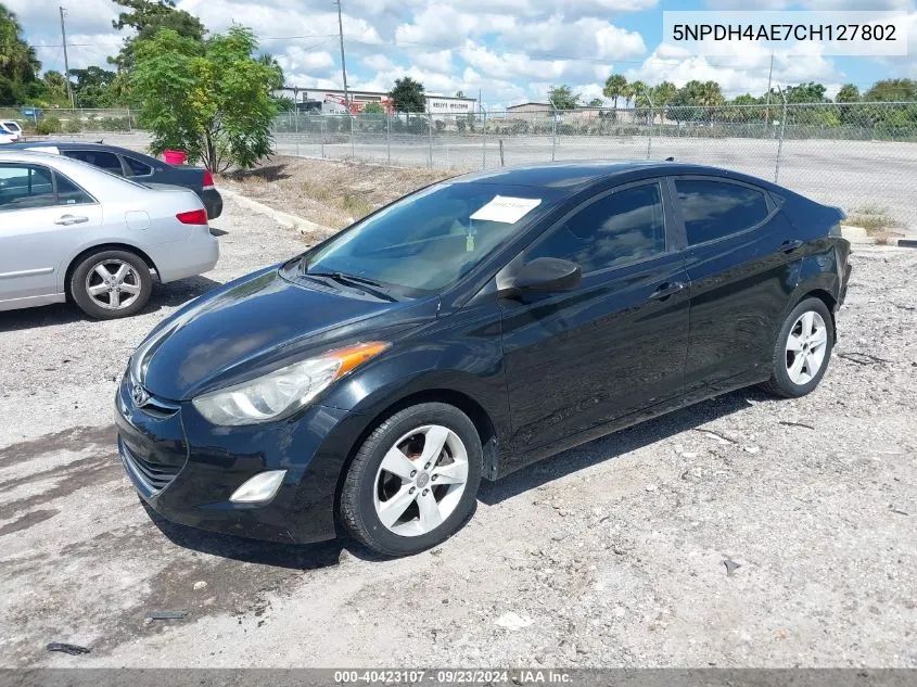 5NPDH4AE7CH127802 2012 Hyundai Elantra Gls