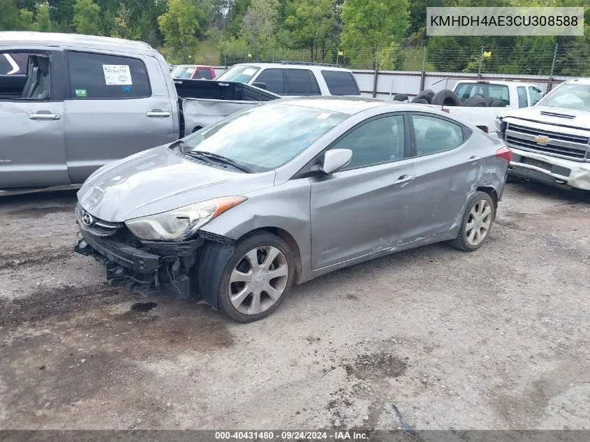 2012 Hyundai Elantra Limited (Ulsan Plant) VIN: KMHDH4AE3CU308588 Lot: 40431480