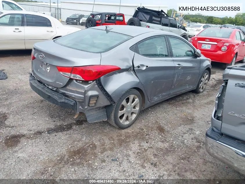 2012 Hyundai Elantra Limited (Ulsan Plant) VIN: KMHDH4AE3CU308588 Lot: 40431480