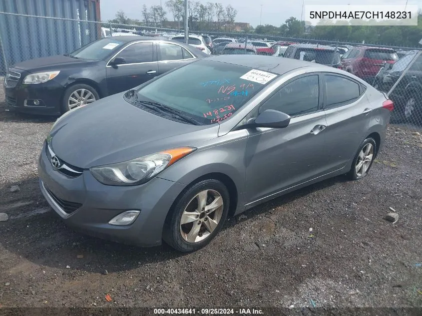 2012 Hyundai Elantra Gls VIN: 5NPDH4AE7CH148231 Lot: 40434641