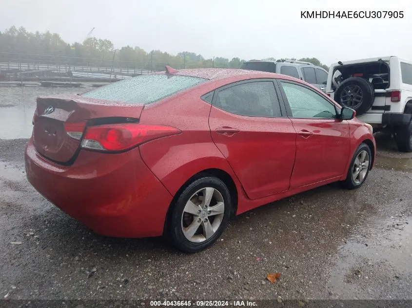 KMHDH4AE6CU307905 2012 Hyundai Elantra Gls (Ulsan Plant)