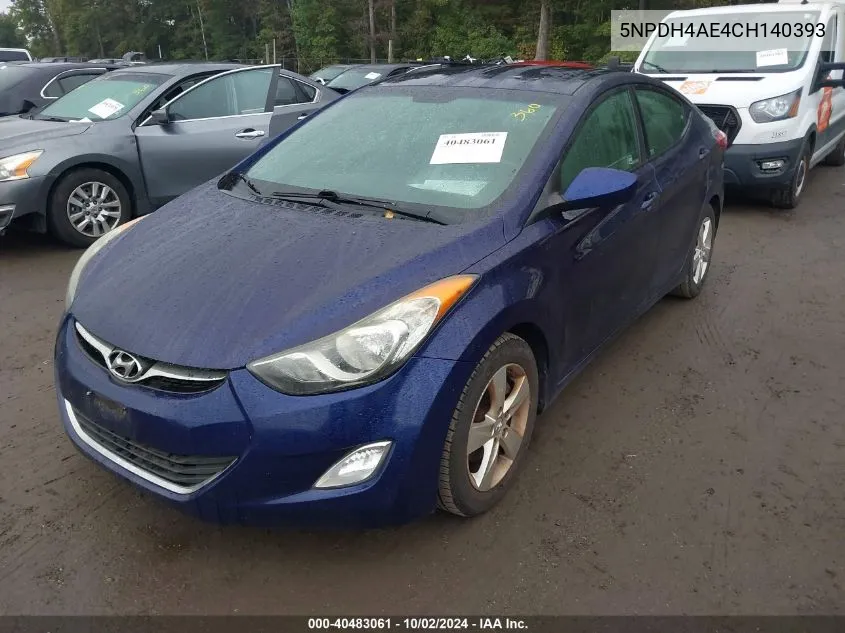 2012 Hyundai Elantra Gls VIN: 5NPDH4AE4CH140393 Lot: 40483061