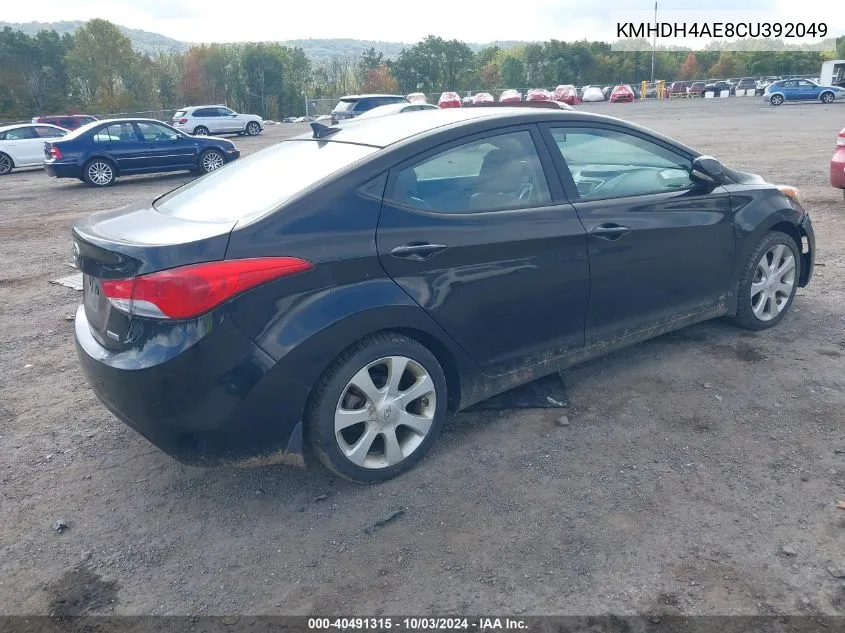 2012 Hyundai Elantra Limited (Ulsan Plant) VIN: KMHDH4AE8CU392049 Lot: 40491315