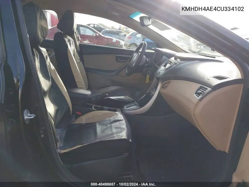 KMHDH4AE4CU334102 2012 Hyundai Elantra Gls (Ulsan Plant)