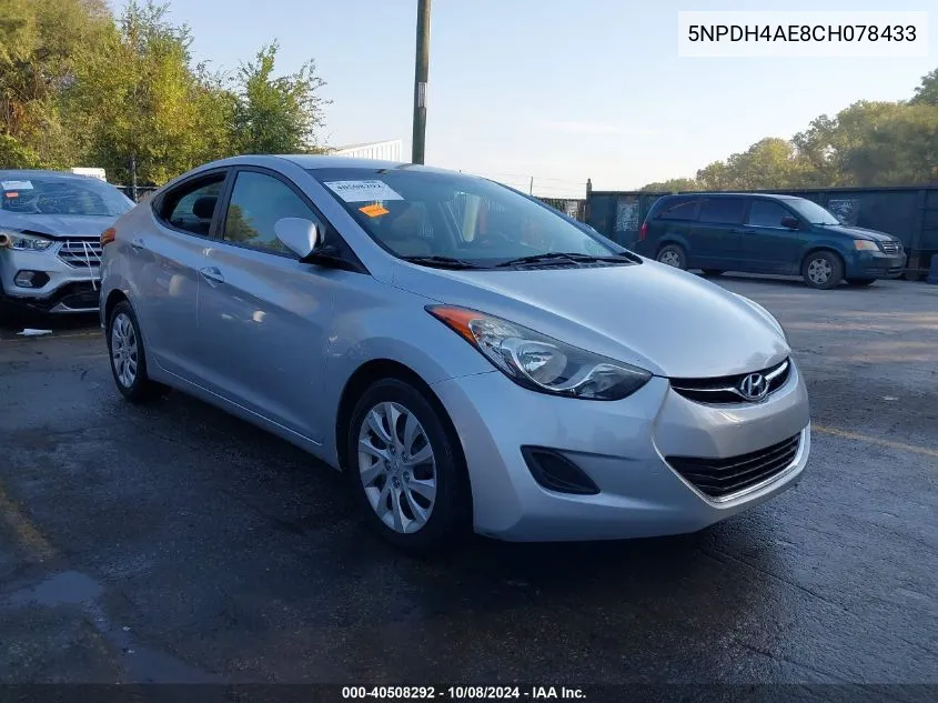 2012 Hyundai Elantra Gls VIN: 5NPDH4AE8CH078433 Lot: 40508292